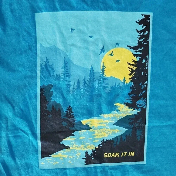 Women's LIFE IS GOOD XS Extra Small Teal Crusher Tee‎ "Soak It In" Back Graphic - Picture 7 of 7